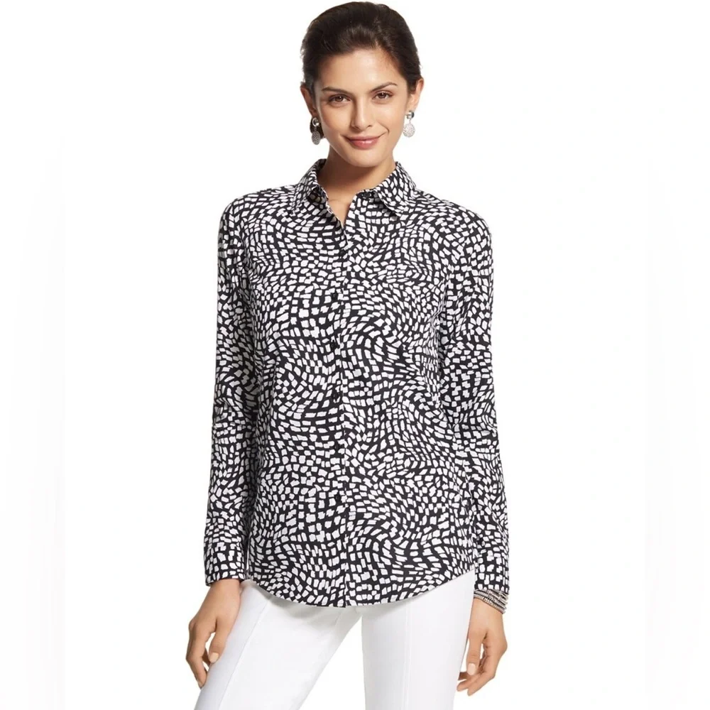 Chico’s Geo Print Giana Shirt Excellent Condition